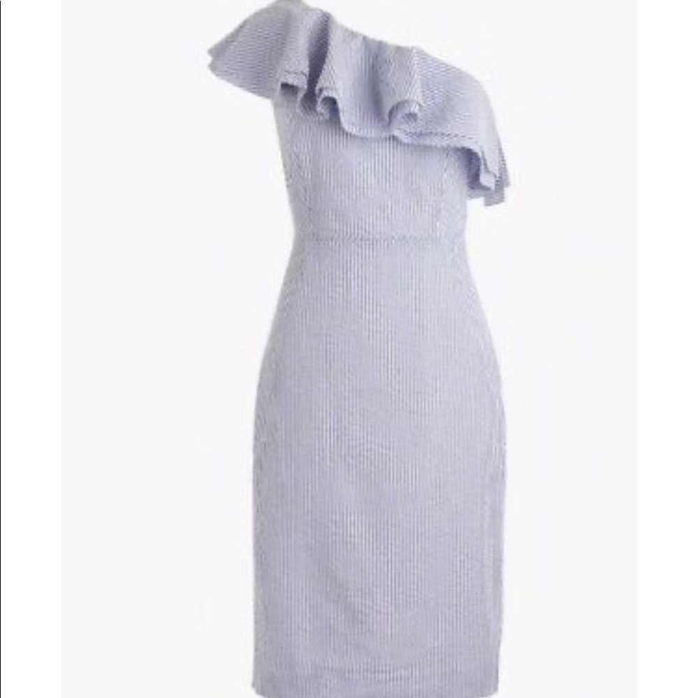 JCrew Seersucker Ruffle Dress